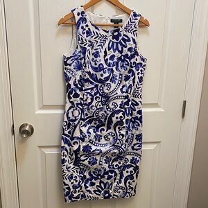 Ralph Lauren Blue and White Floral Midi Dress